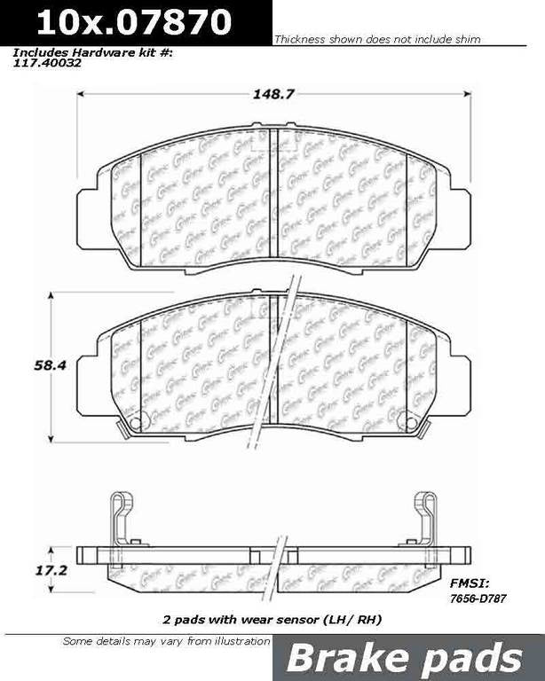 Centric Parts Disc Brake Pad Set  top view frsport 100.07870