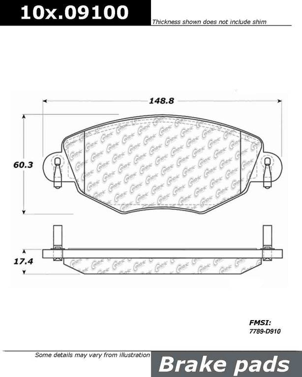 Centric Parts Original Equipment Formula Brake Pads  top view frsport 100.09100