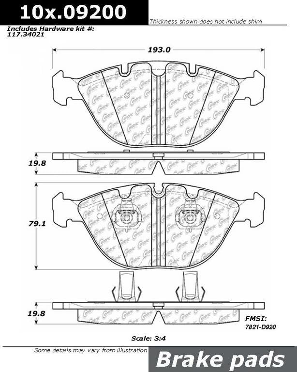 Centric Parts Original Equipment Formula Brake Pads with Hardware  top view frsport 100.09200