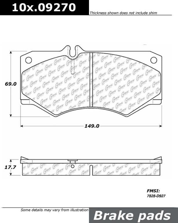 Centric Parts Original Equipment Formula Brake Pads  top view frsport 100.09270