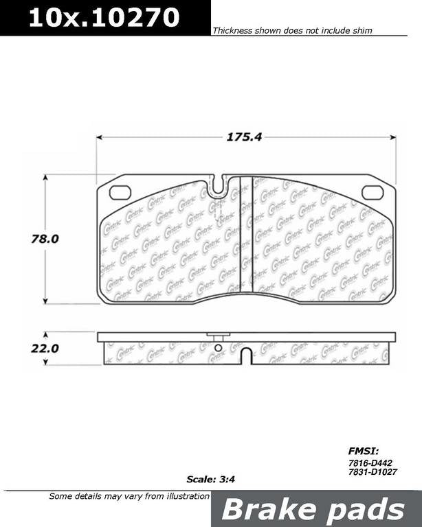 Stoptech Centric OE Formula Brake Pads - Front/Rear 100.10270