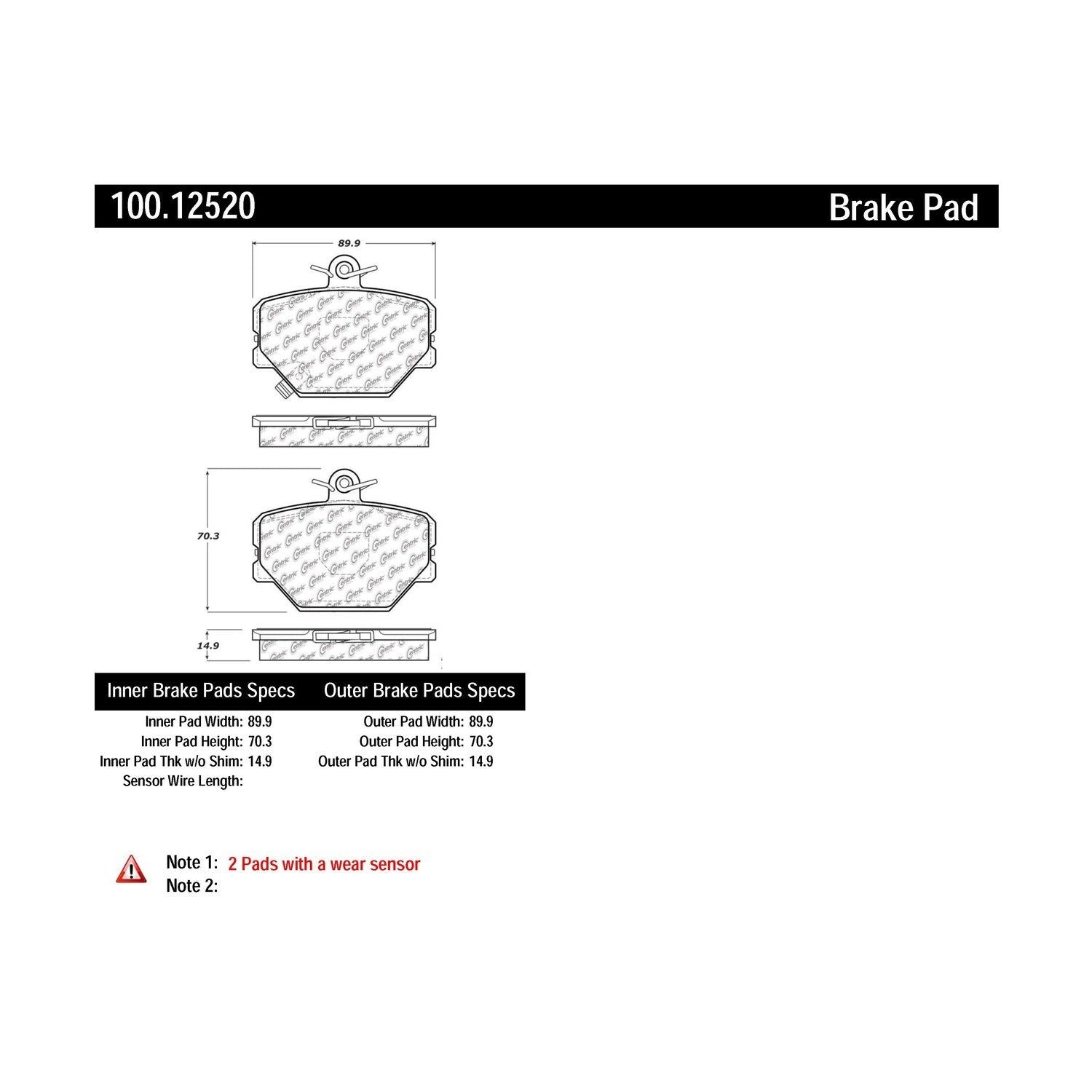 centric parts original equipment formula brake pads  frsport 100.12520