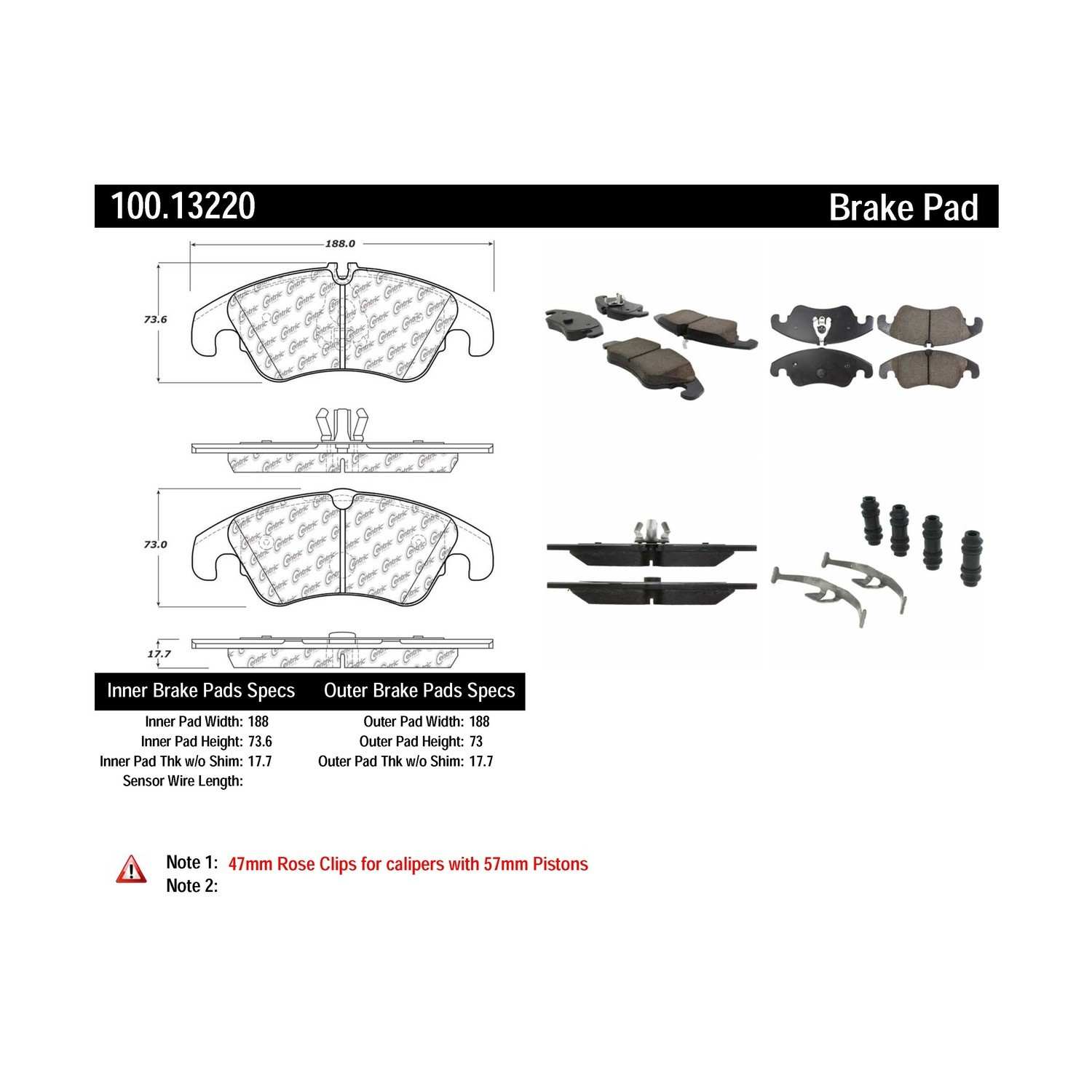 centric parts original equipment formula brake pads with hardware  frsport 100.13220