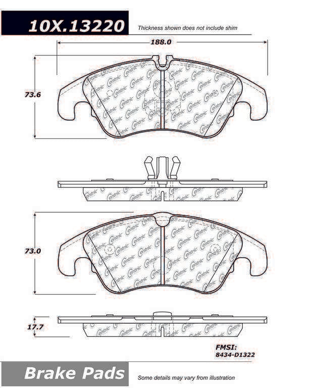 StopTech Original Equipment Formula Brake Pads with Hardware  top view frsport 100.13220