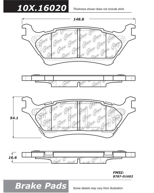 Stoptech Centric OE Formula Brake Pads - Rear 100.16020