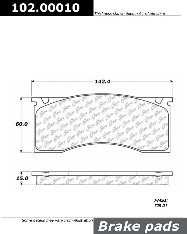 Stoptech Centric C-TEK Semi-Metallic Brake Pads w/Shims - Front 102.00010