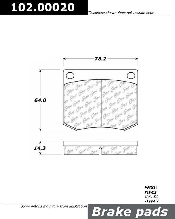 Stoptech Centric C-TEK 74-80 Saab 99 / 79-87 Saab 900 Semi-Metallic Brake Pads w/Shims - Front 102.00020