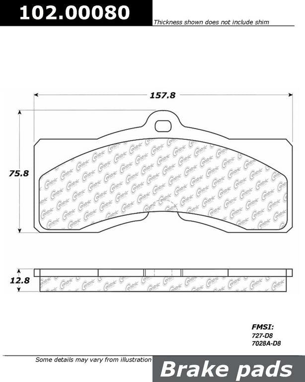 C-Tek Semi-Metallic Brake Pads with Shims  top view frsport 102.00080