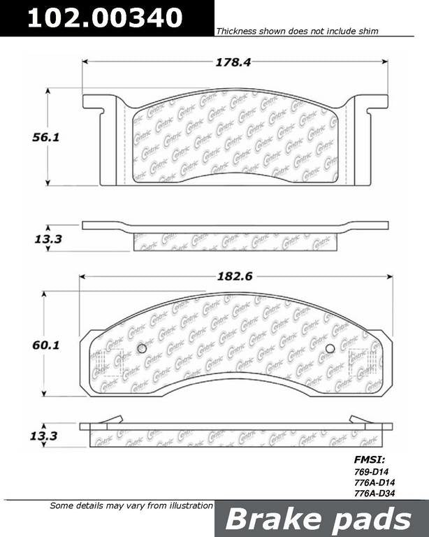 Stoptech Centric C-TEK Semi-Metallic Brake Pads w/Shims - Front 102.00340