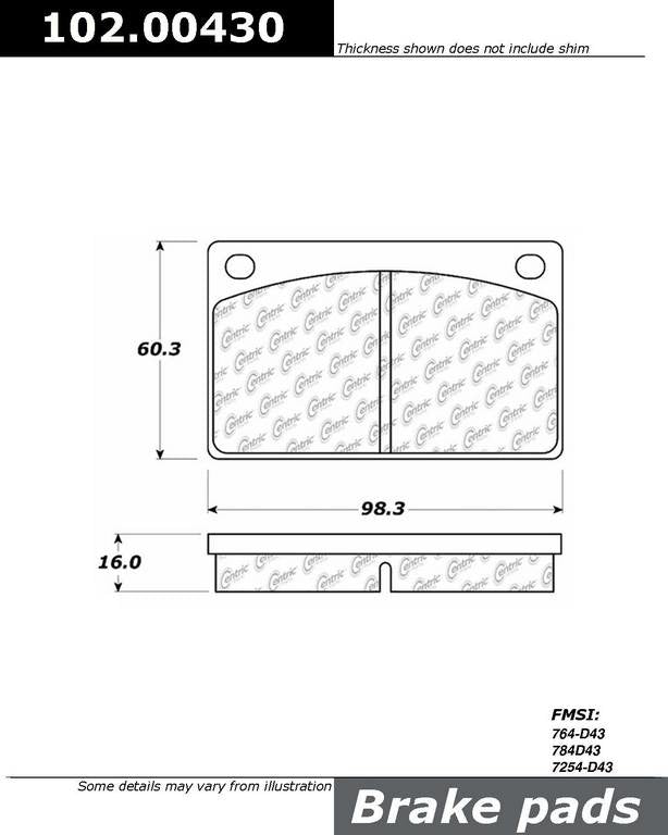 Stoptech Centric C-TEK Semi-Metallic Brake Pads w/Shims - Front 102.00430