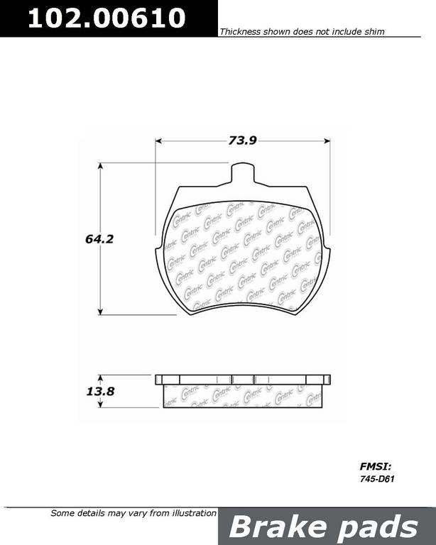 Stoptech Centric C-TEK Semi-Metallic Brake Pads w/Shims - Front 102.00610