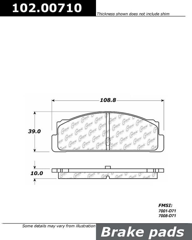 C-Tek Semi-Metallic Brake Pads with Shims  top view frsport 102.00710