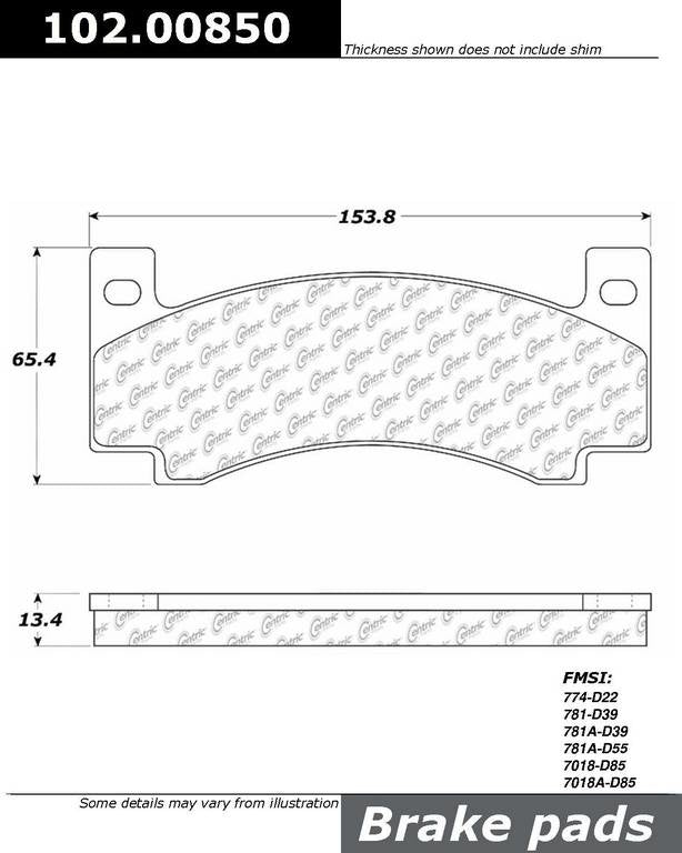 C-Tek Semi-Metallic Brake Pads with Shims  top view frsport 102.00850