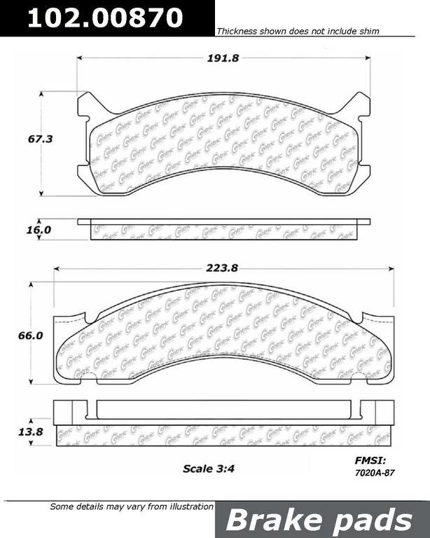 Stoptech Centric C-TEK Semi-Metallic Brake Pads w/Shims - Front 102.00870