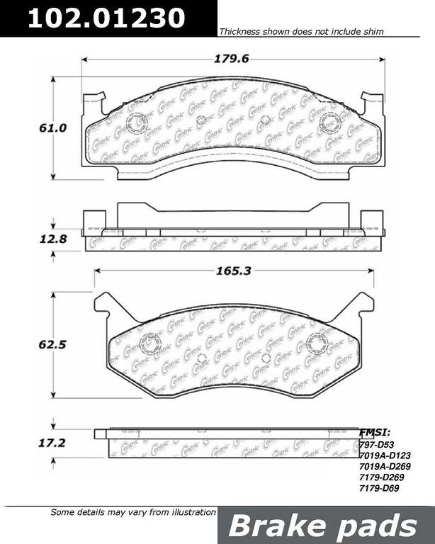 C-Tek Semi-Metallic Brake Pads with Shims  top view frsport 102.01230