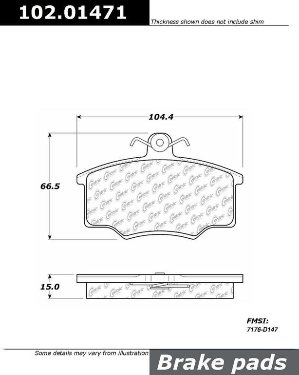 C-Tek Semi-Metallic Brake Pads with Shims  top view frsport 102.01471