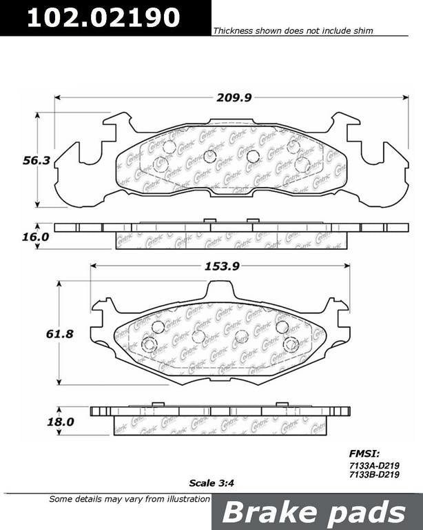 C-Tek Semi-Metallic Brake Pads with Shims  top view frsport 102.02190