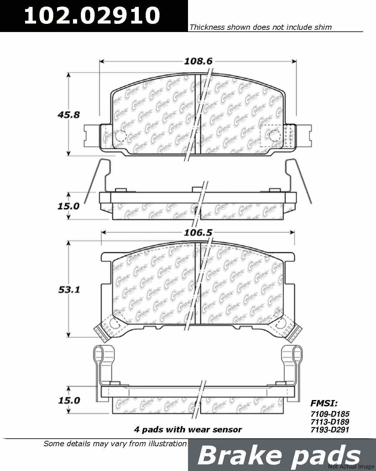 Stoptech Centric C-TEK Semi-Metallic Brake Pads w/Shims - Front 102.02910