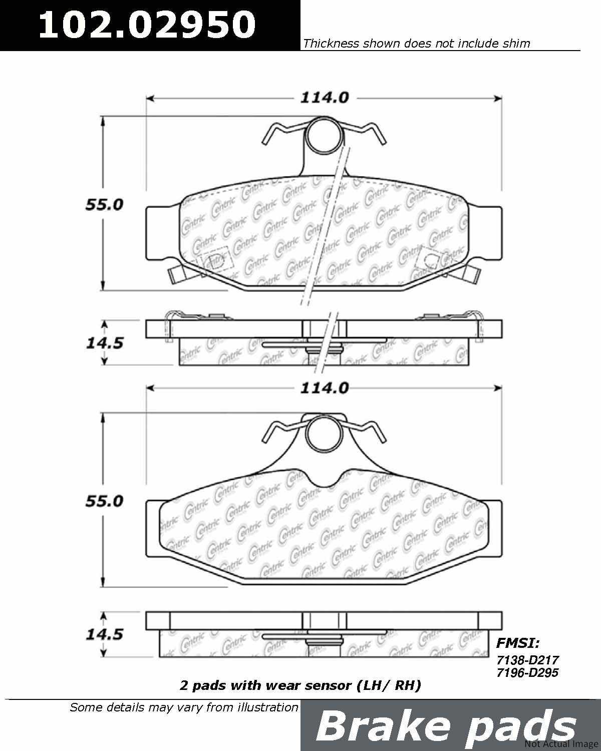 C-Tek Semi-Metallic Brake Pads with Shims  top view frsport 102.02950