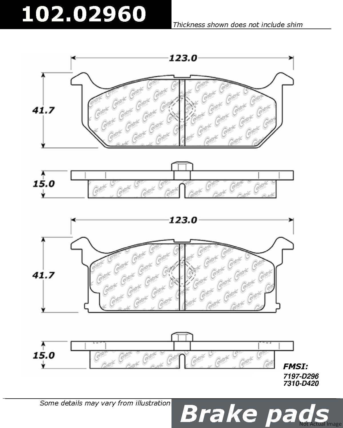 C-Tek Semi-Metallic Brake Pads with Shims  top view frsport 102.02960