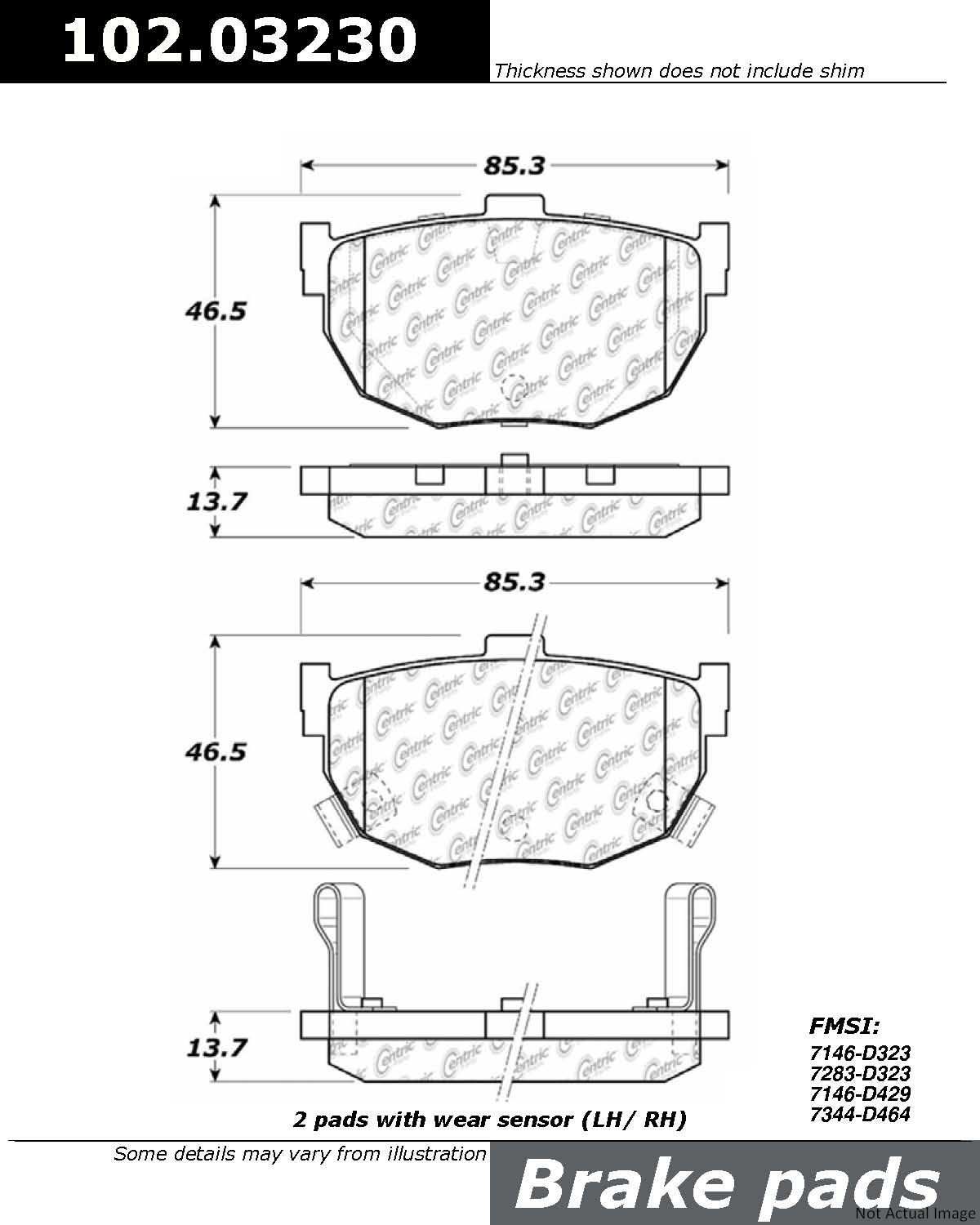 C-Tek Semi-Metallic Brake Pads with Shims  top view frsport 102.03230