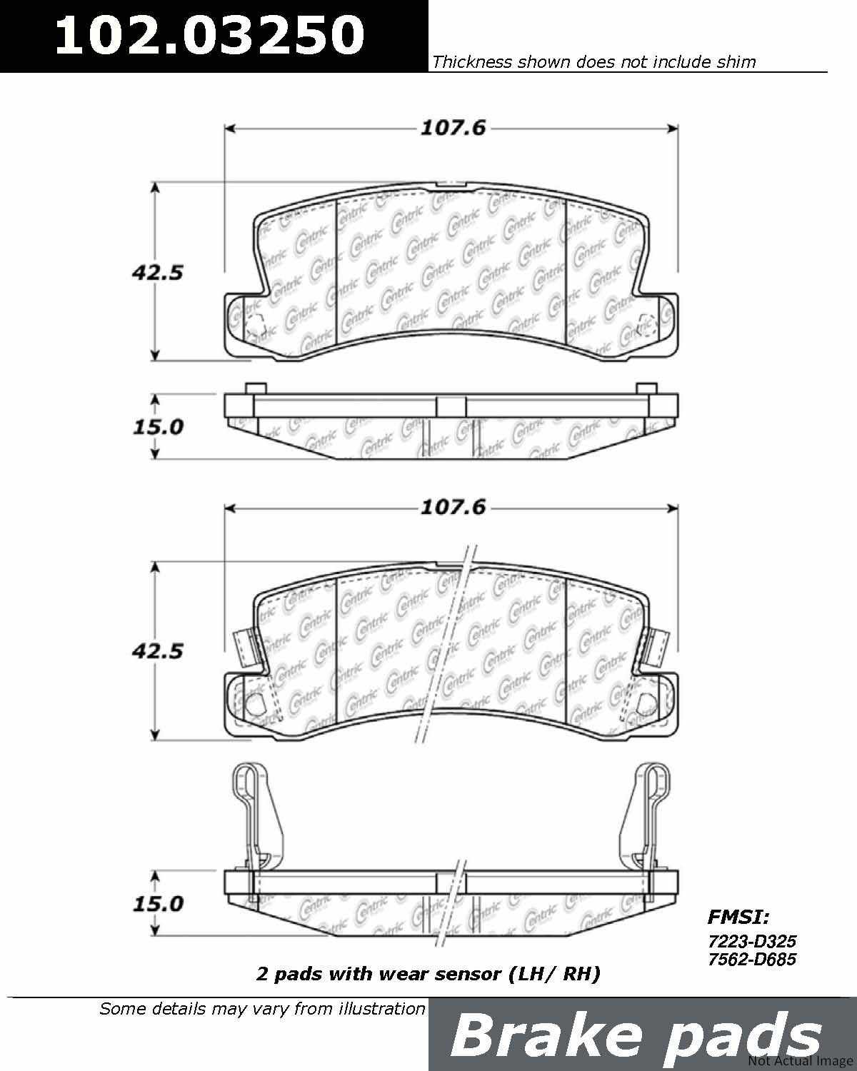 C-Tek Semi-Metallic Brake Pads with Shims  top view frsport 102.03250