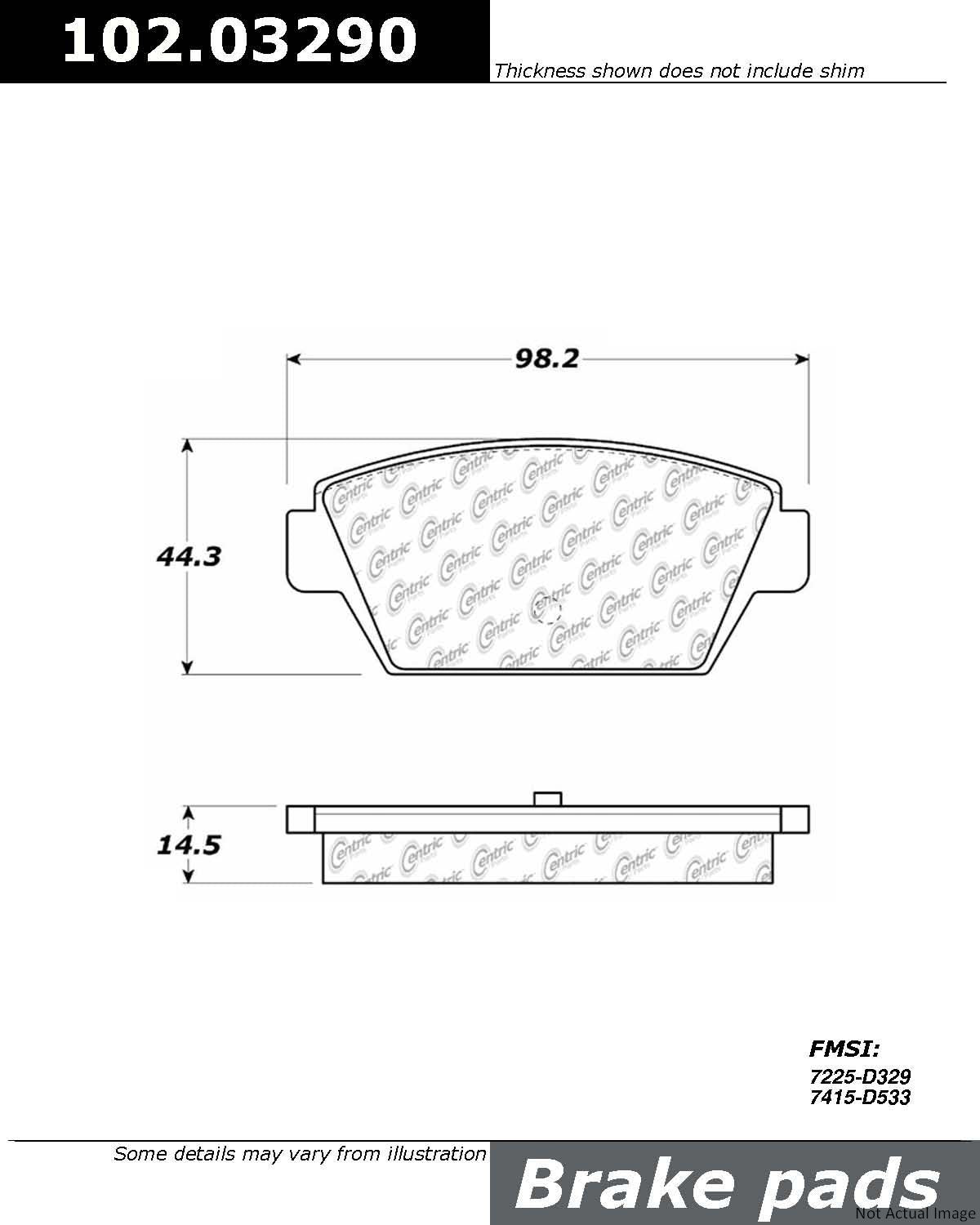 C-Tek Semi-Metallic Brake Pads with Shims  top view frsport 102.03290