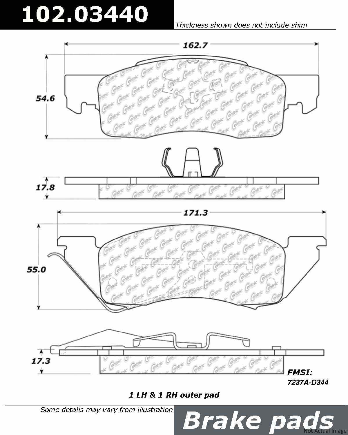 C-Tek Semi-Metallic Brake Pads with Shims  top view frsport 102.03440