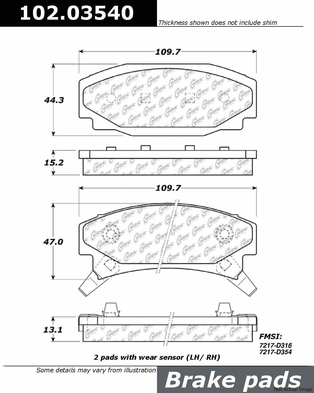 Stoptech Centric C-TEK Semi-Metallic Brake Pads w/Shims - Rear 102.03540