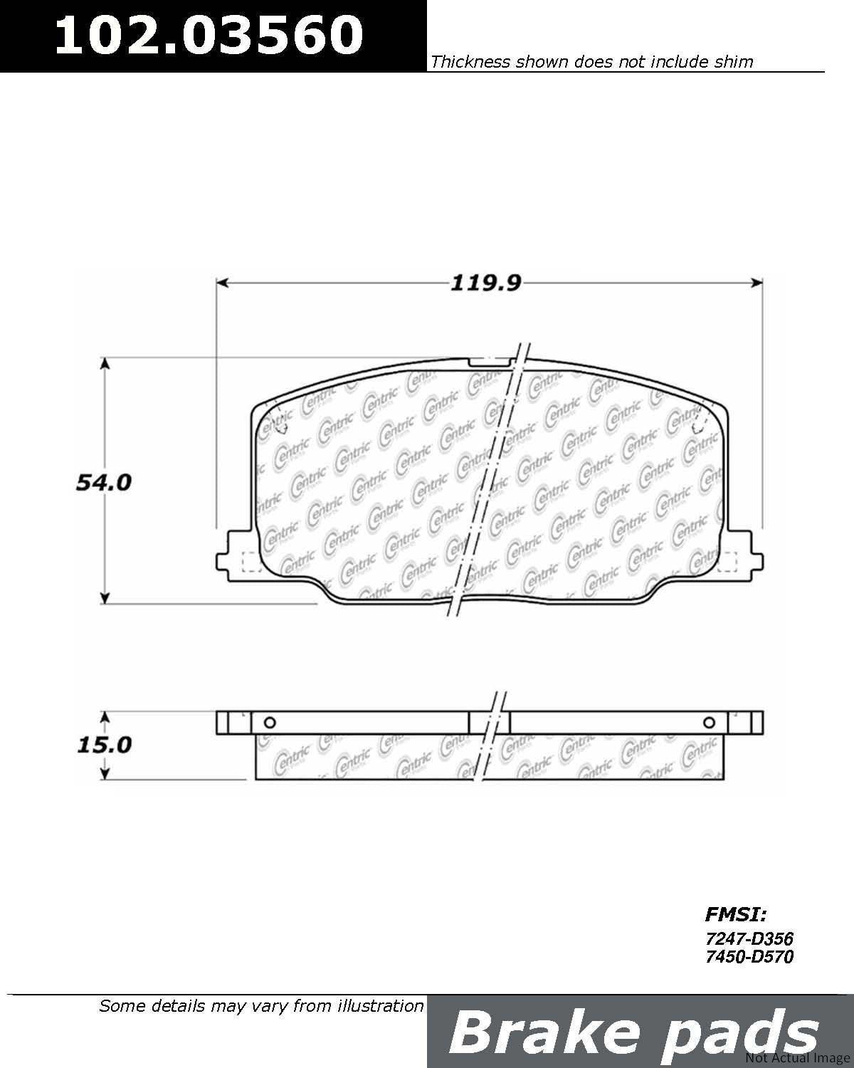 C-Tek Semi-Metallic Brake Pads with Shims  top view frsport 102.03560