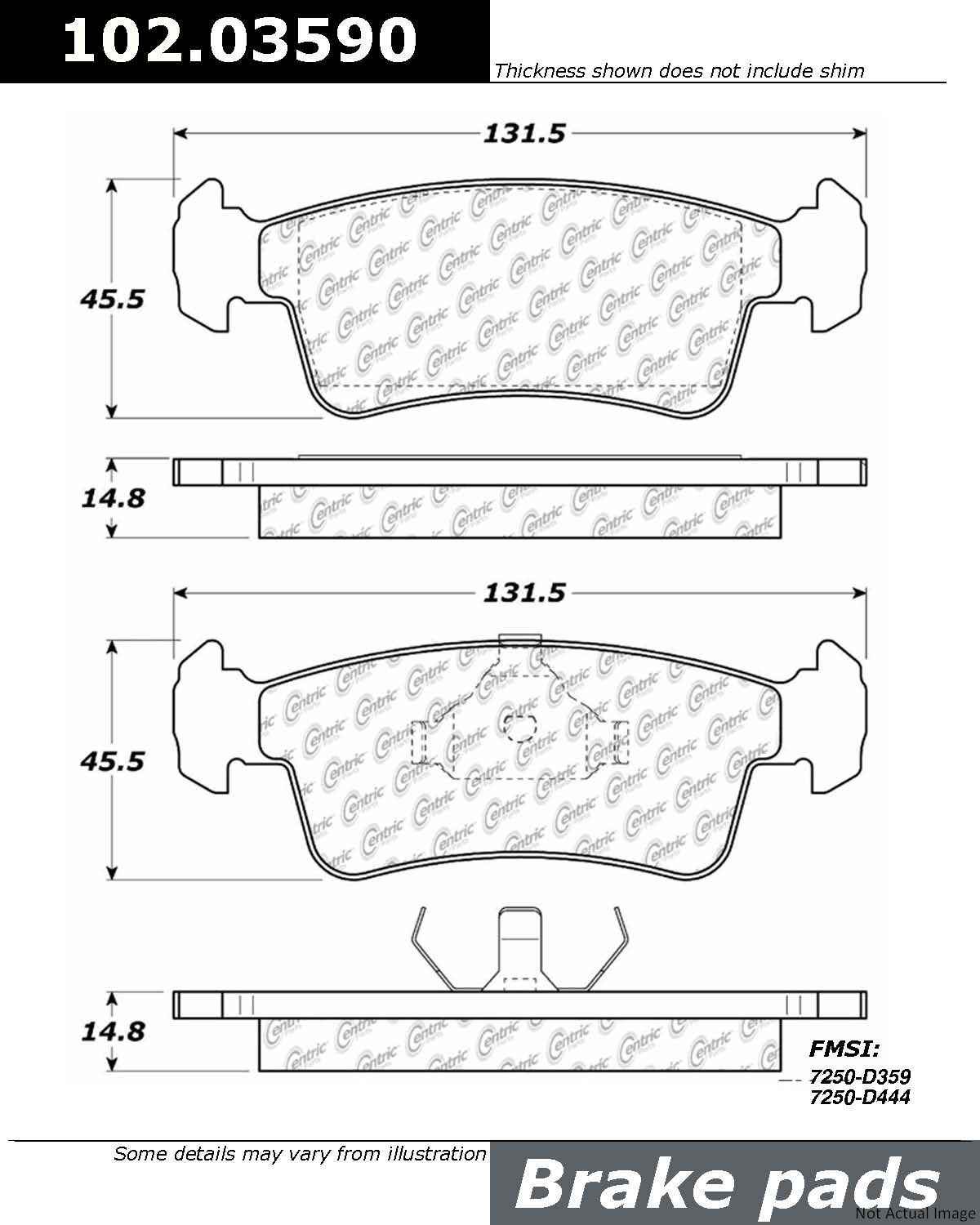 C-Tek Semi-Metallic Brake Pads with Shims  top view frsport 102.03590