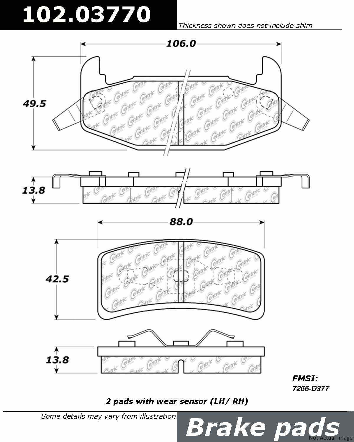 Stoptech Centric C-TEK Semi-Metallic Brake Pads w/Shims - Rear 102.03770