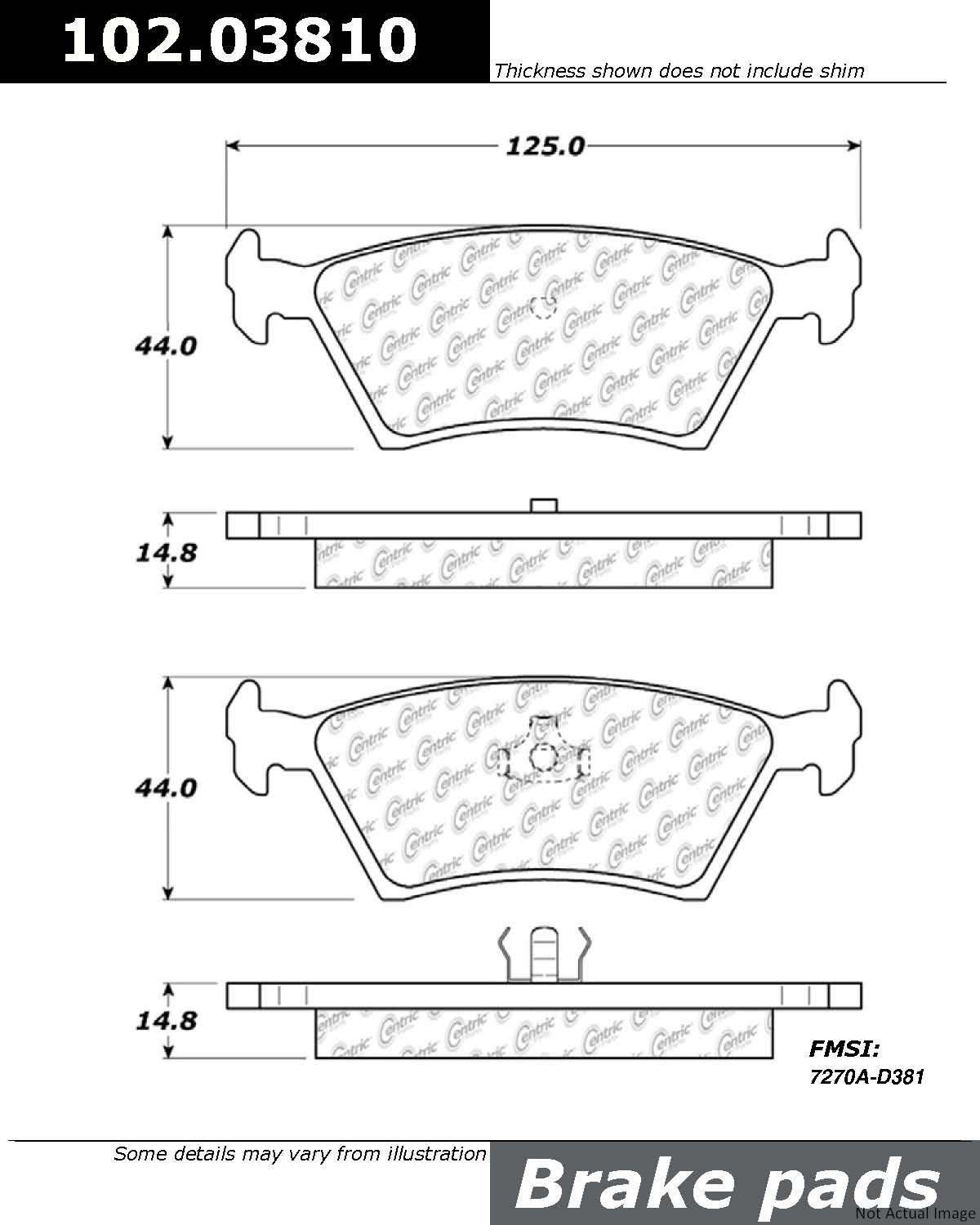 C-Tek Semi-Metallic Brake Pads with Shims  top view frsport 102.03810