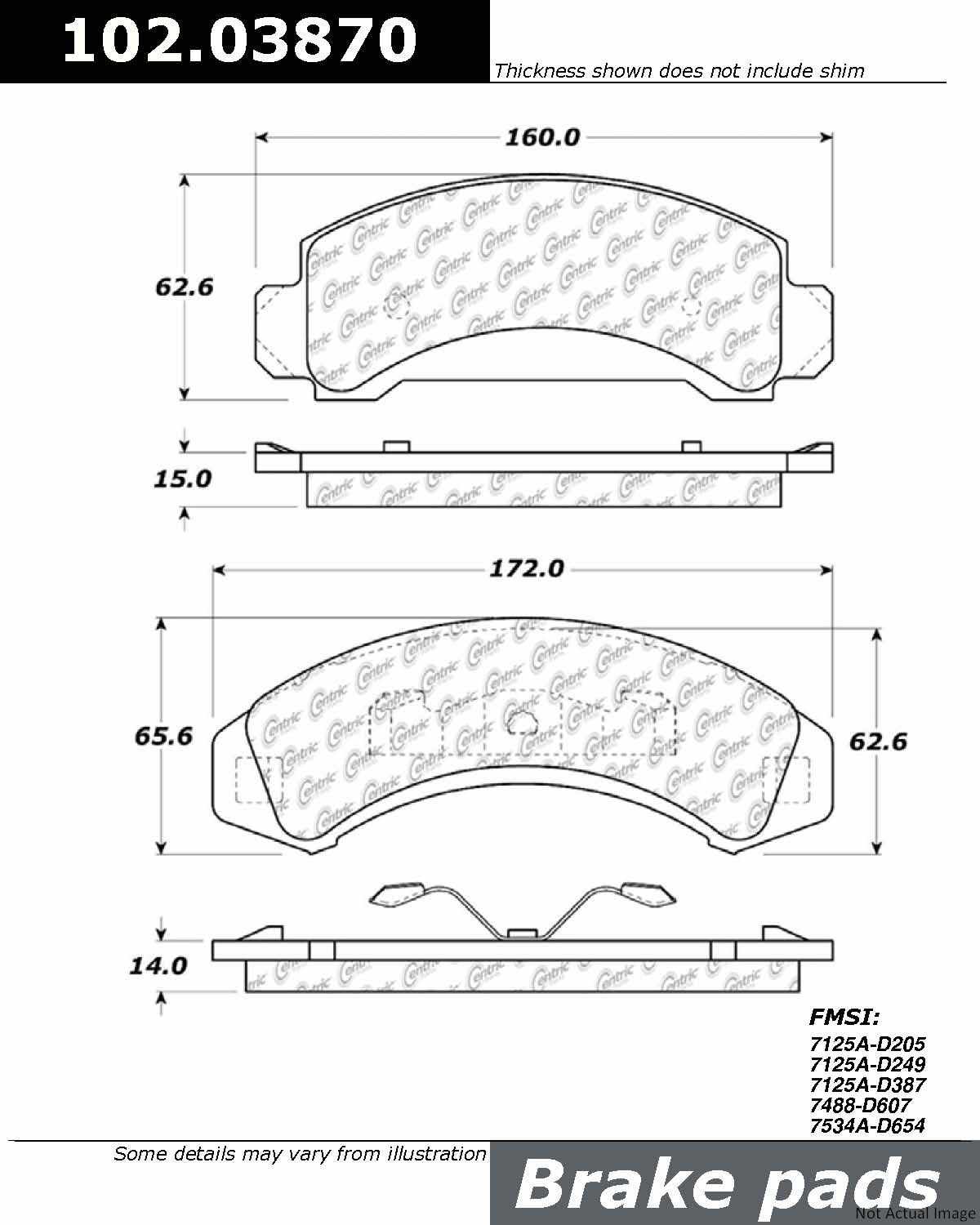 C-Tek Semi-Metallic Brake Pads with Shims  top view frsport 102.03870