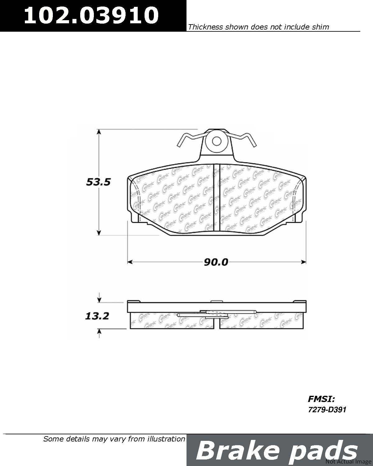 C-Tek Semi-Metallic Brake Pads with Shims  top view frsport 102.03910