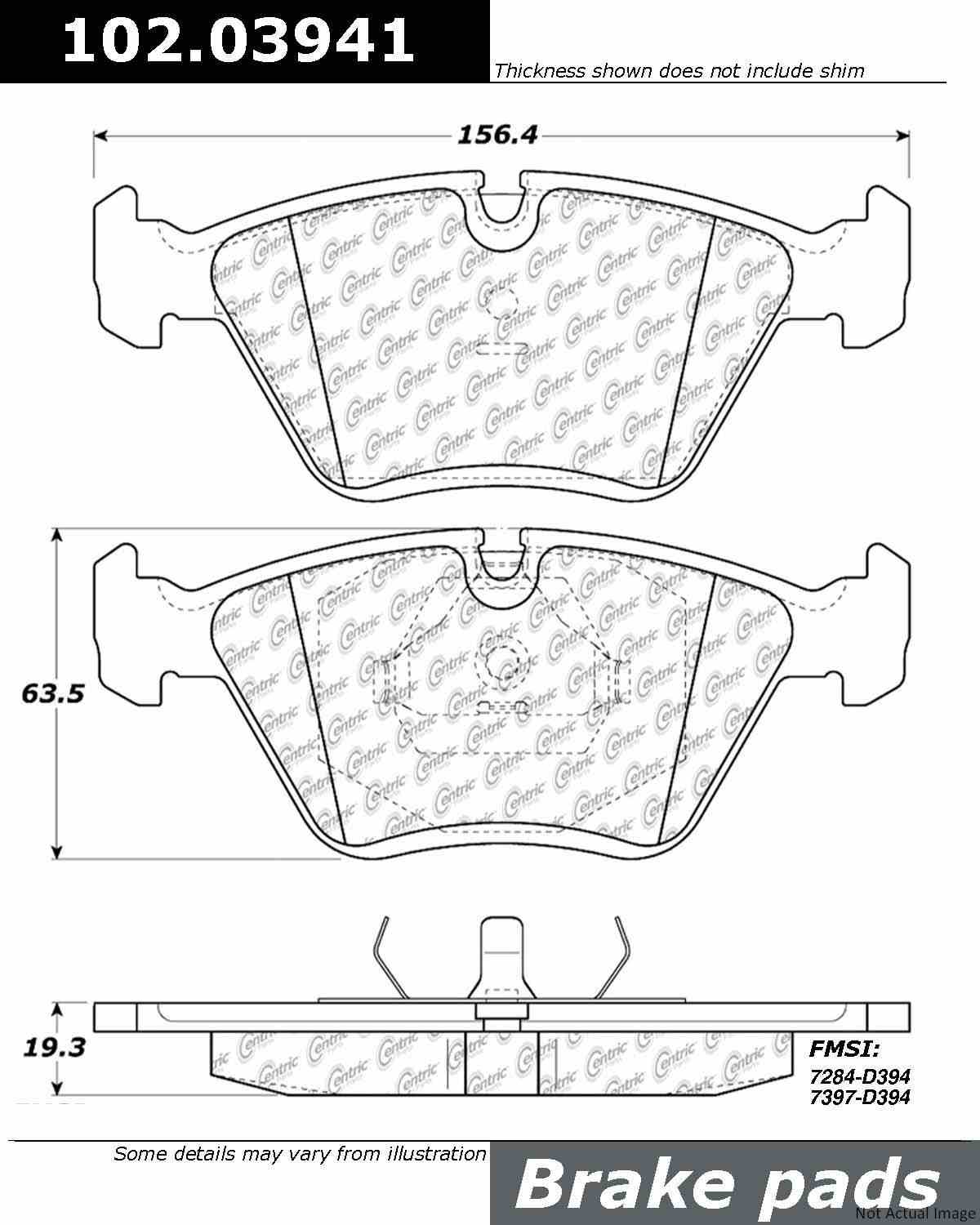 C-Tek Semi-Metallic Brake Pads with Shims  top view frsport 102.03941