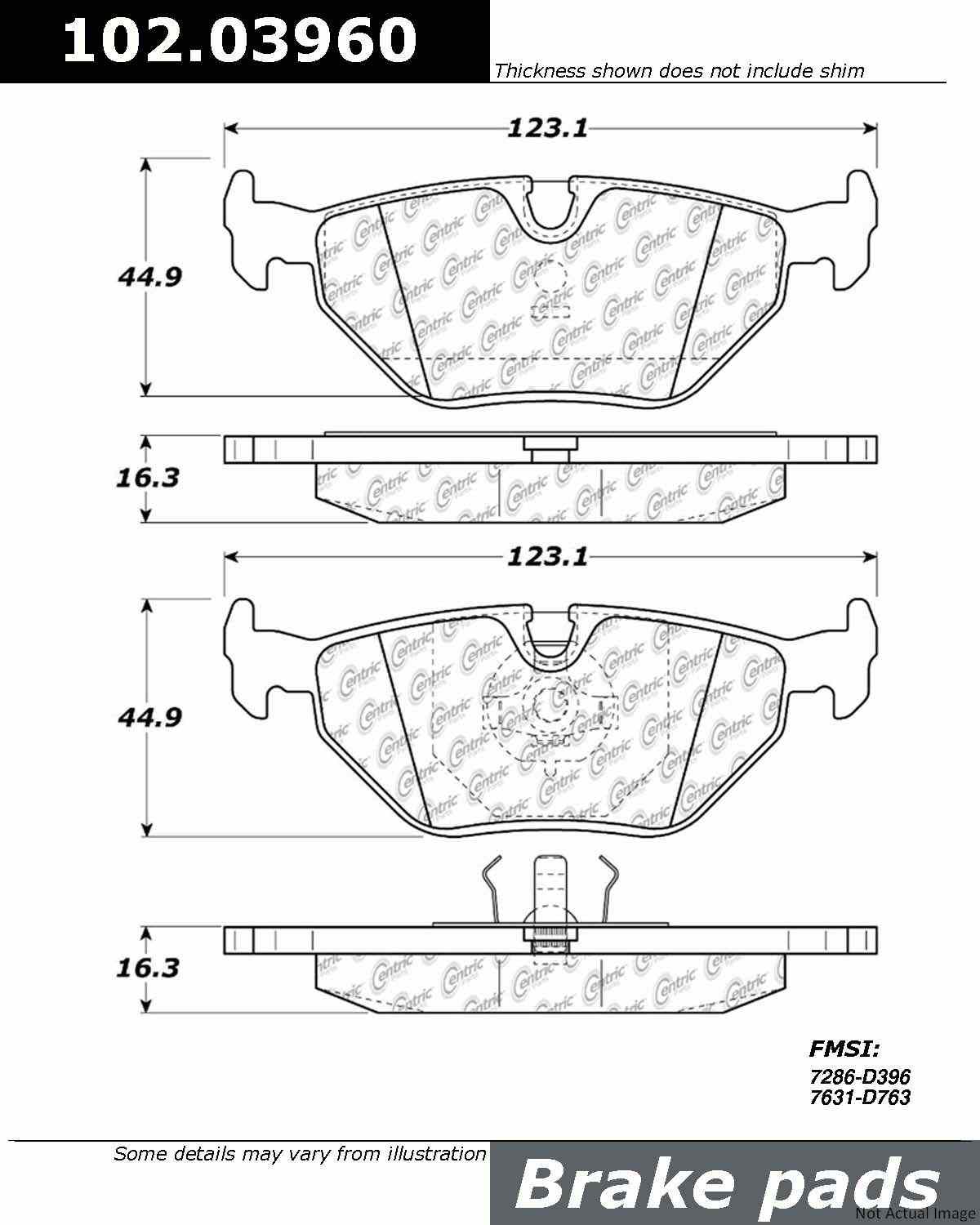 C-Tek Semi-Metallic Brake Pads with Shims  top view frsport 102.03960