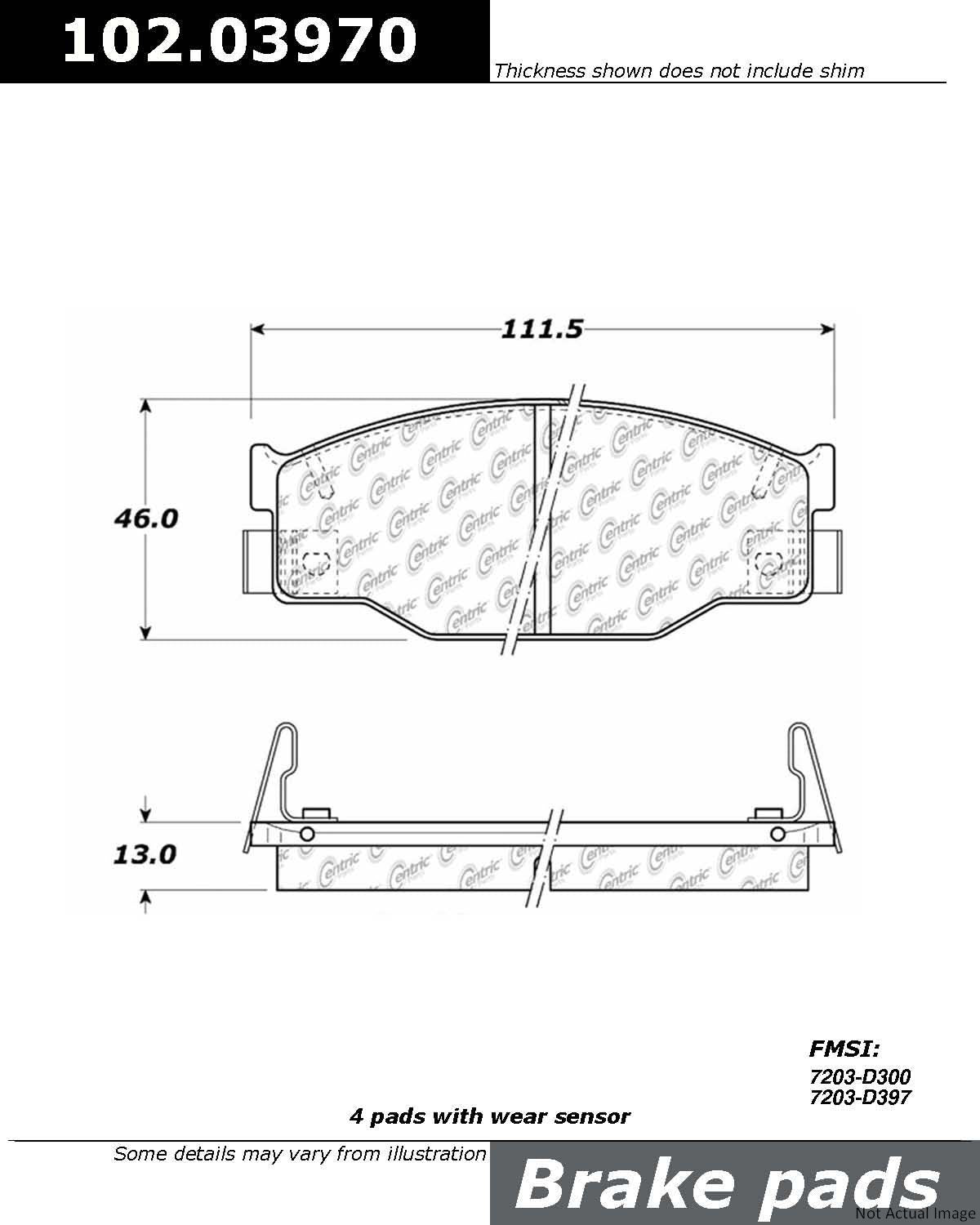 C-Tek Semi-Metallic Brake Pads with Shims  top view frsport 102.03970