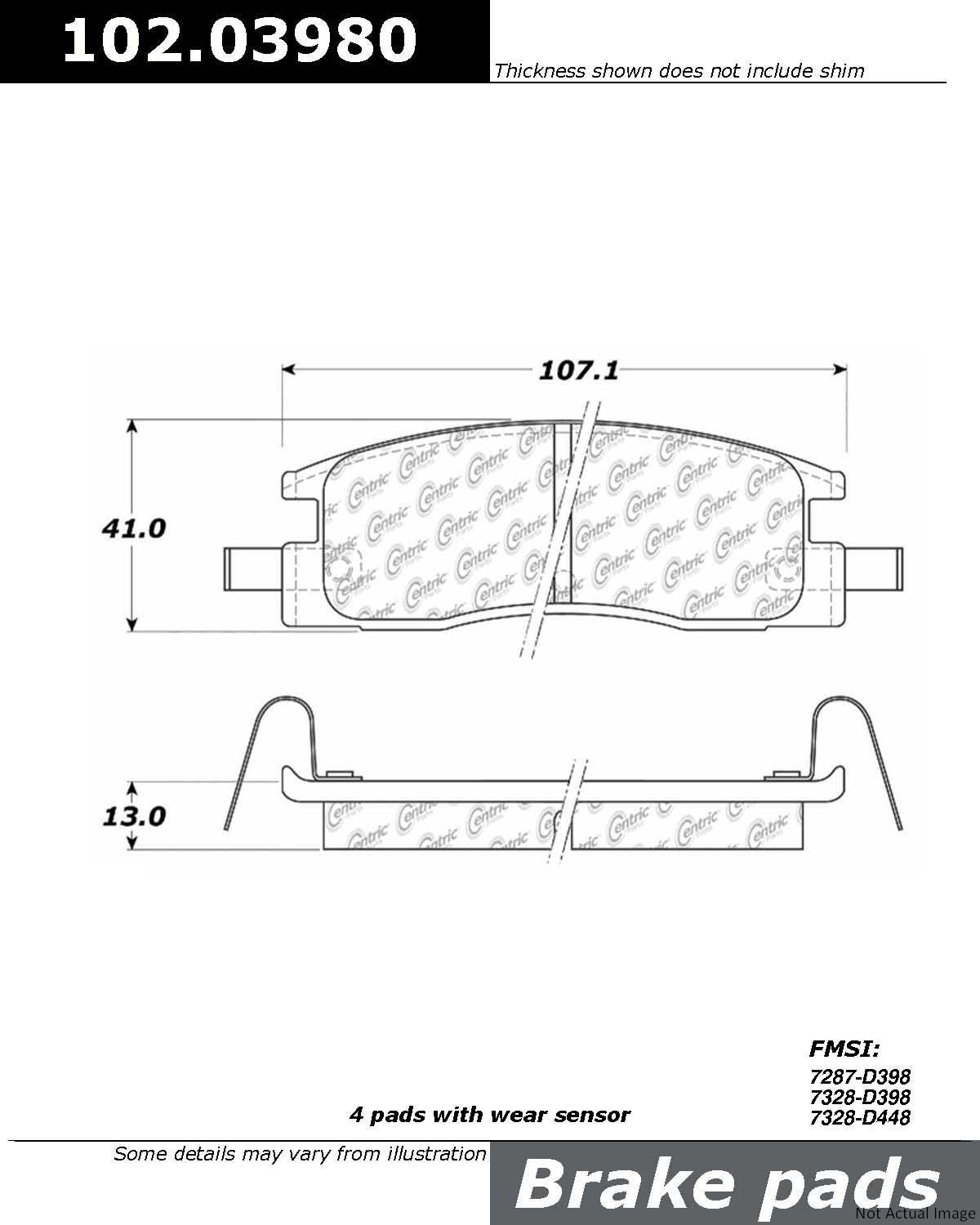 C-Tek Semi-Metallic Brake Pads with Shims  top view frsport 102.03980