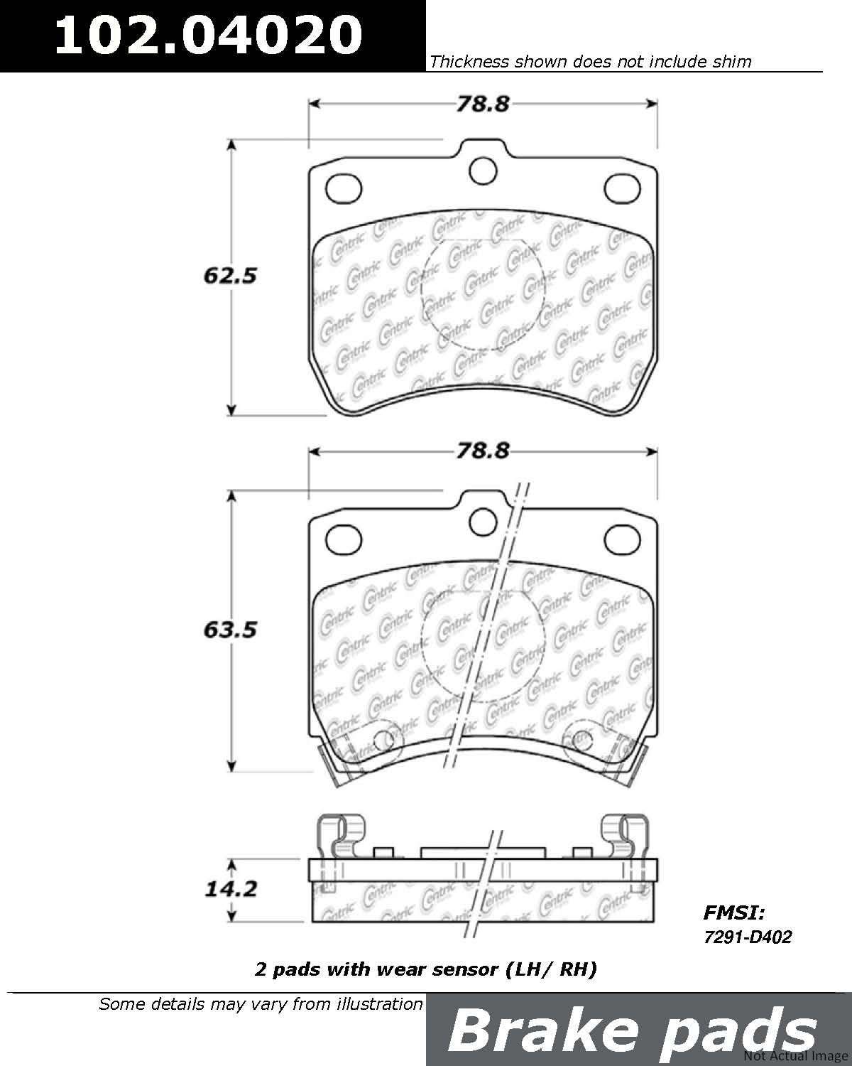 Stoptech Centric C-TEK Semi-Metallic Brake Pads w/Shims - Front 102.04020