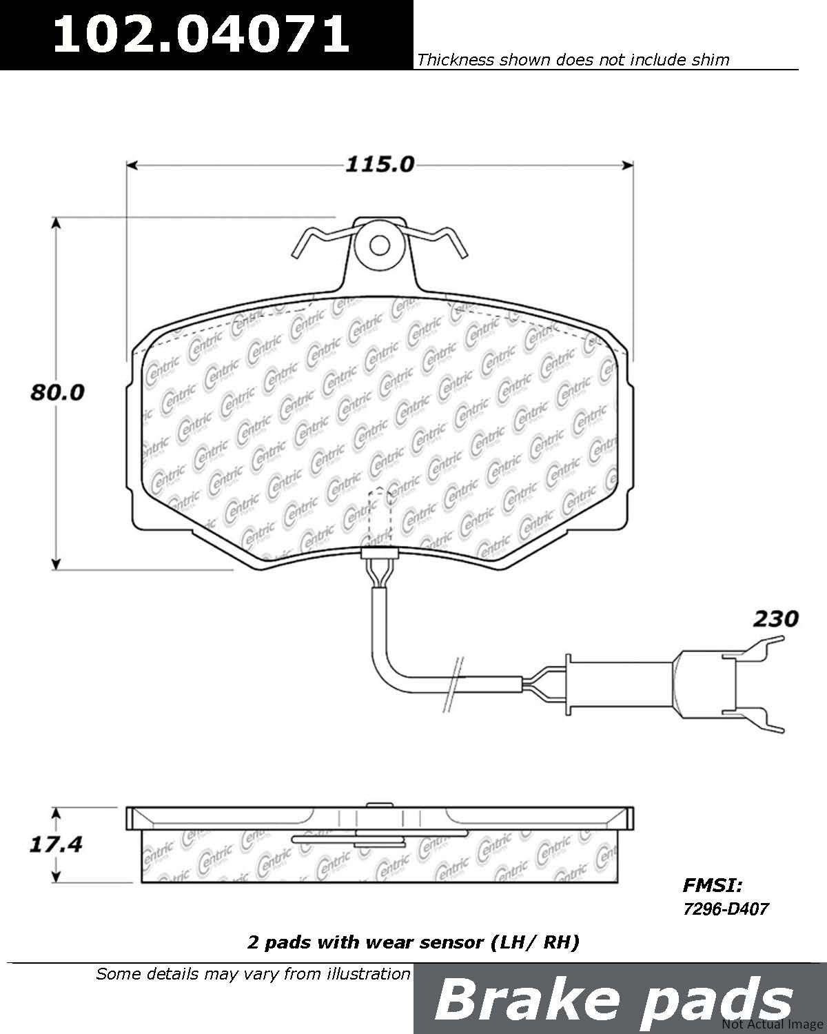 C-Tek Semi-Metallic Brake Pads with Shims  top view frsport 102.04071