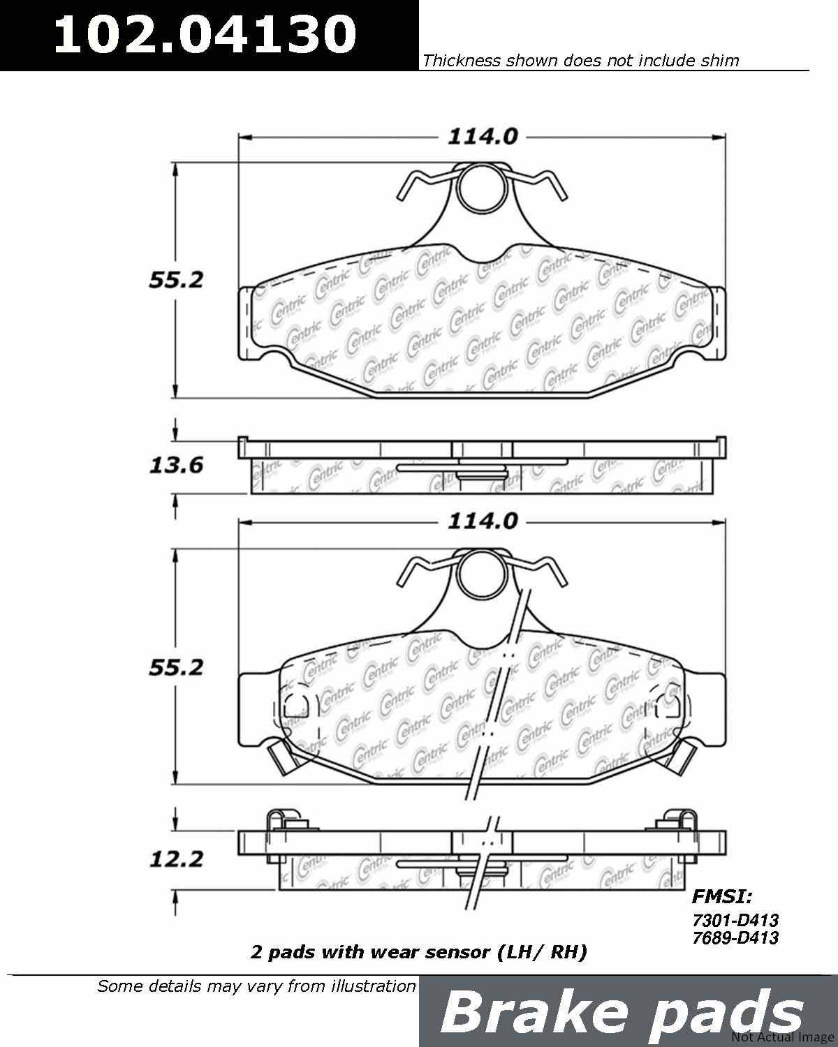 Stoptech Centric C-TEK Semi-Metallic Brake Pads w/Shims - Rear 102.04130