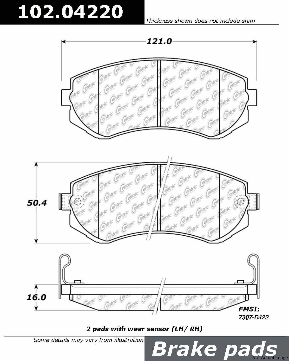 C-Tek Semi-Metallic Brake Pads with Shims  top view frsport 102.04220