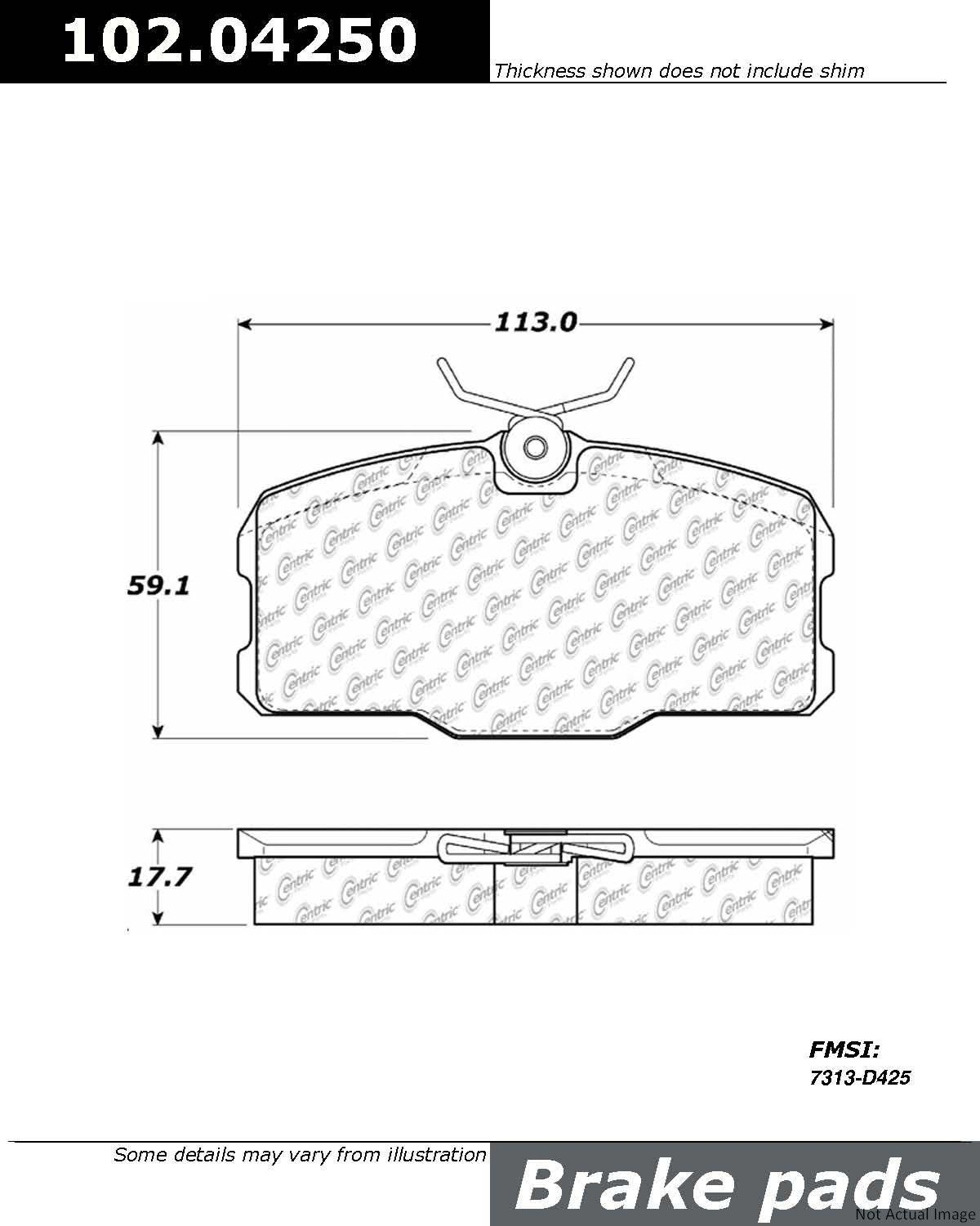 C-Tek Semi-Metallic Brake Pads with Shims  top view frsport 102.04250