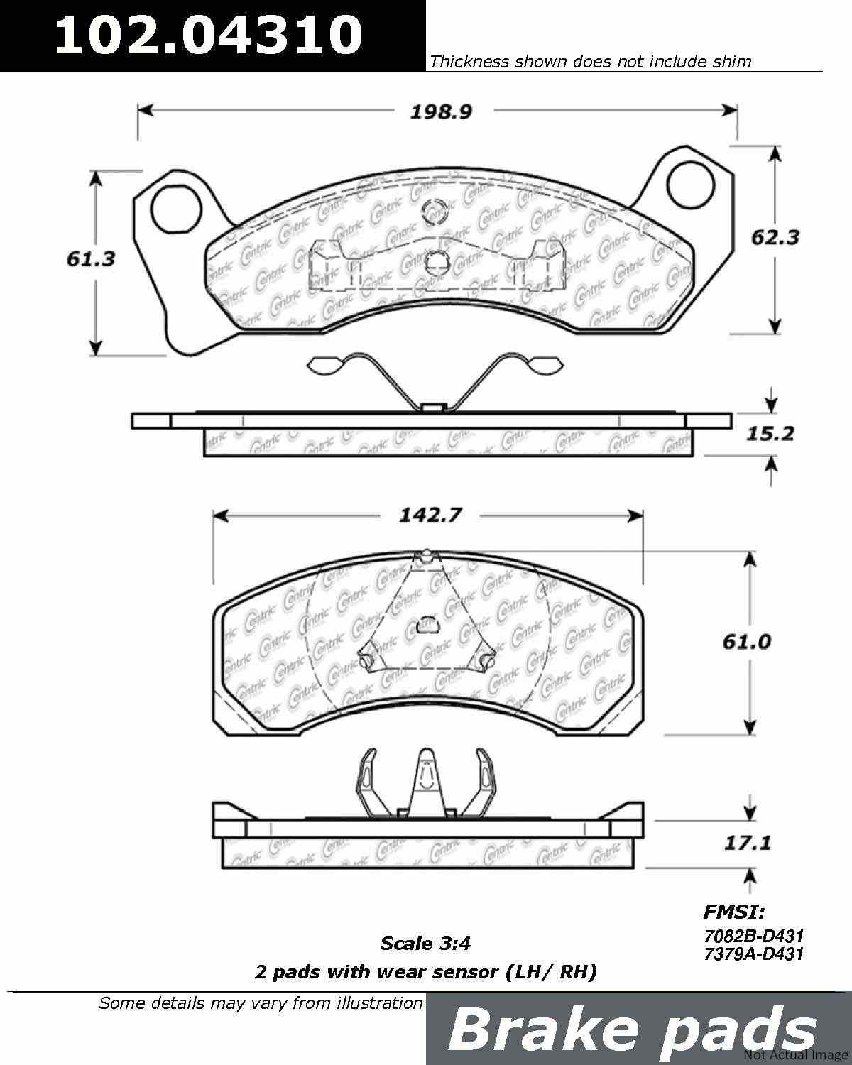 C-Tek Semi-Metallic Brake Pads with Shims  top view frsport 102.04310