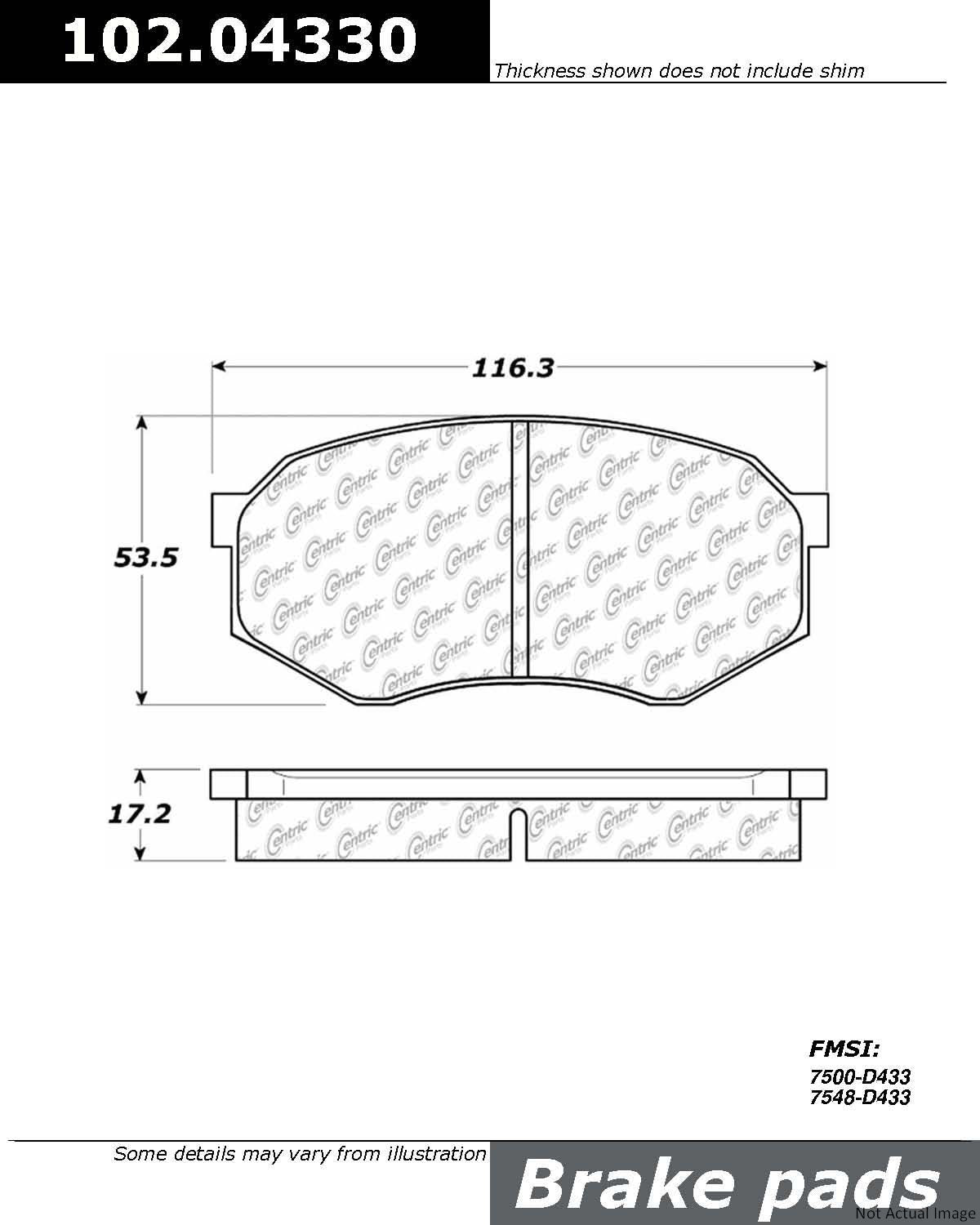 C-Tek Semi-Metallic Brake Pads with Shims  top view frsport 102.04330