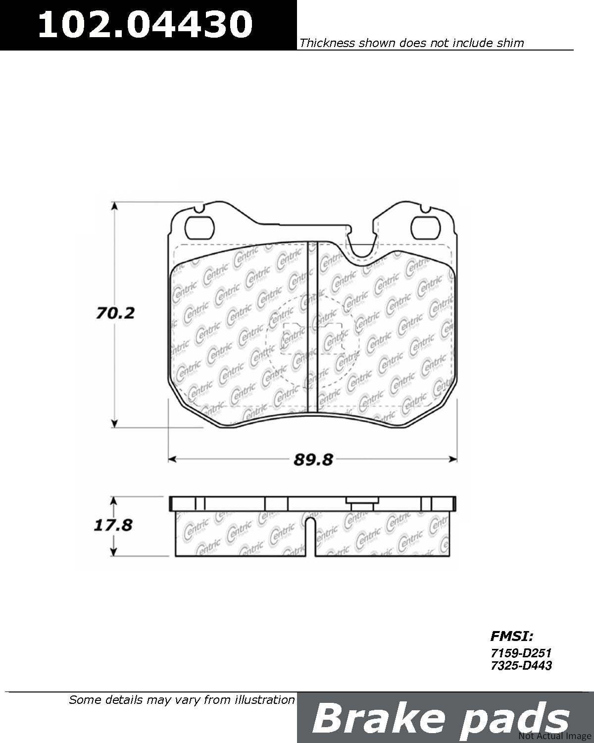 C-Tek Semi-Metallic Brake Pads with Shims  top view frsport 102.04430