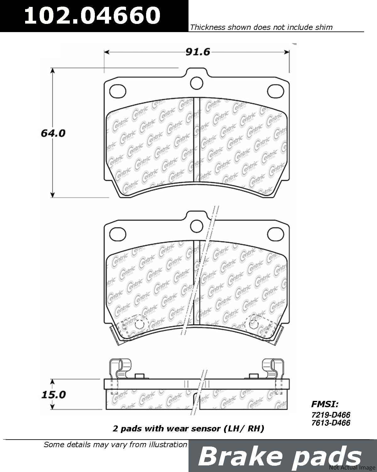 Stoptech Centric C-TEK 90-02 Ford Escort Semi-Metallic Brake Pads with Shims - Front 102.04660