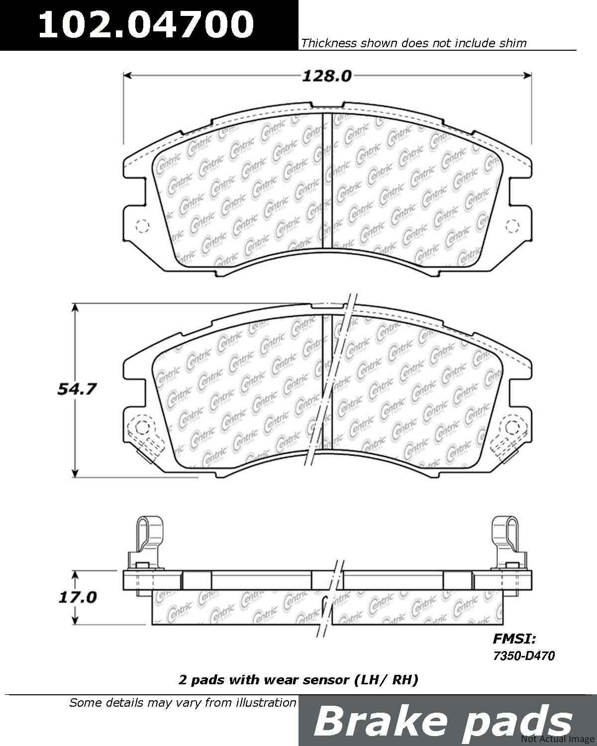 C-Tek Semi-Metallic Brake Pads with Shims  top view frsport 102.04700