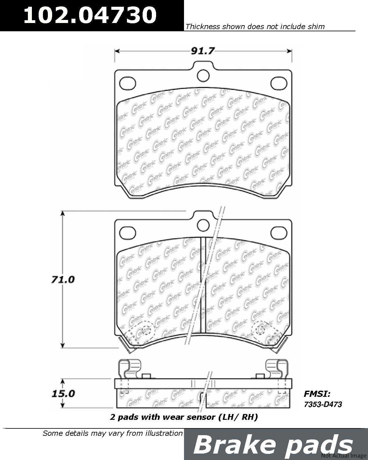 C-Tek Semi-Metallic Brake Pads with Shims  top view frsport 102.04730